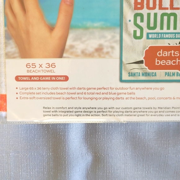 Dart Game Bullseye Summer Beach Towel Set New in Pack! - Picture 3 of 4
